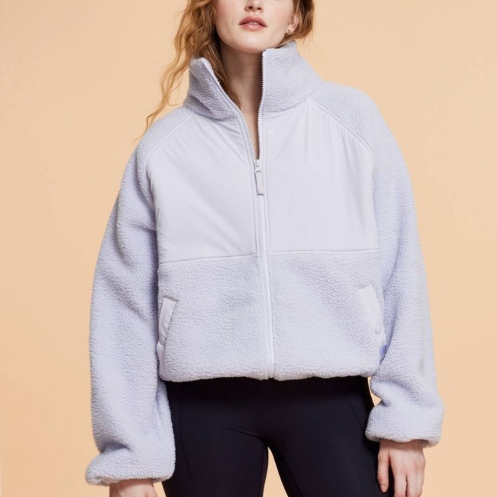 Blogilates Women’s Campfire Fleece Full Zip Jacket- Light Purple - XS